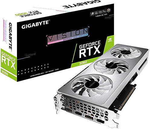 Gigabyte Tarjeta gráfica GeForce RTX 3060 Vision OC 12G (REV2.0), 3 Ventiladores WINDFORCE, 12 GB 192 bits GDDR6, GV-N3060VISION OC-12GD REV2.0 Tarjeta de Video