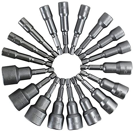 Jeu de forets de tournevis magnétiques pour écrous - 14pcs 6-19mm Jeu de tournevis pour écrous à douille hexagonale Forets magnétiques Kits d'outils à main électriques pour perceuses Tournevis magnéti