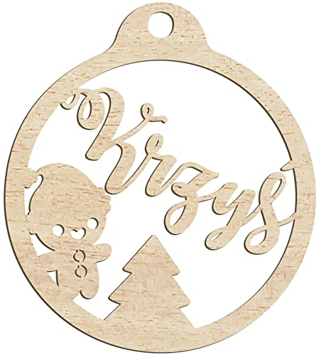 Personalisierte Weihnachtskugel aus Holz, graviert, Geschenk für die Feiertage, jeder Name, hängende Baumdekoration, natürliches Dekor (Modell 1)