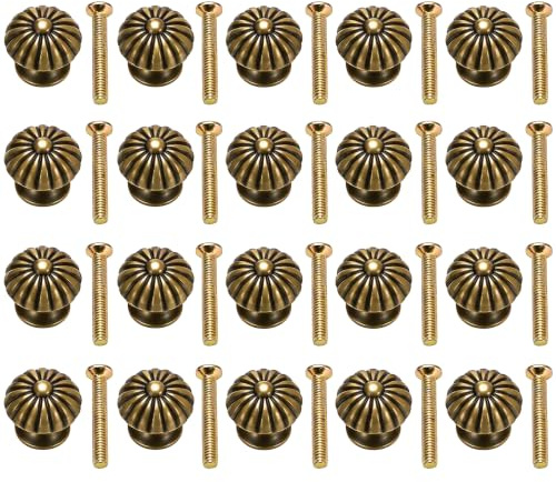 HERCHR 20Pcs Mini Vintage Schrank Schubladengriffe, 18mm Schrankknöpfe Bronze Antik Küchenknöpfe Mit Schrauben, Mini Türknauf Mit Schrauben Bronze Schmuckschatulle Ziehgriff Für Schubladen
