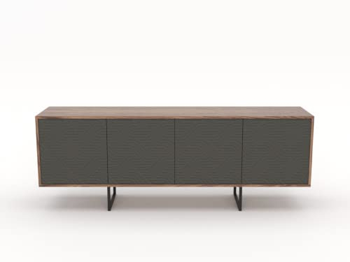 Mayaadi Home Kommode Wohnzimmer Wohnzimmerschrank Sideboard Stauraum Ablagefläche Mehrzweckschrank Highboard Esszimmer Schlafzimmer Matt ABATO-Zickzack-O Walnuss