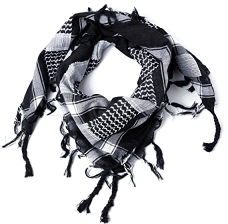 ROCK DADDY Estd 2000 ROCK HARD CLOTHING Halstuch Kopftuch Shemagh Palituch Taktischer Arabischer Arafat Schal Dreieckstuch Palästinenser PLO 100% Baumwolle (Camouflage Schwarz/Weiß)