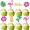 SYKYCTCY 24 Pack Tropical Cupcake Toppers Aloha Luau Cupcake Picks Glitter Flamingo Flower Plam Leaves Pineapple Cupcake Decorations for Summer Baby Shower Birthday Wedding Party Cake Supplies