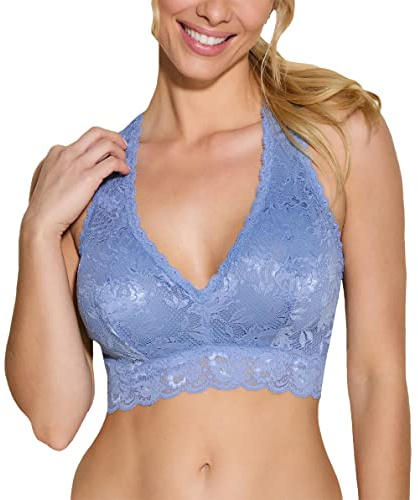 Cosabella Never Say Never Curvy Racie Racerback Bralette - Wireless Lace Bralette for Women, Plus Size Bra for DD Cups and Up, Blue Diamond, XL