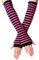 B-HOT Warmer Fingerless Gloves Stretchy Knit Thumb Hole Sun Protection Long Arm Stripe Glove Rose Red/Black