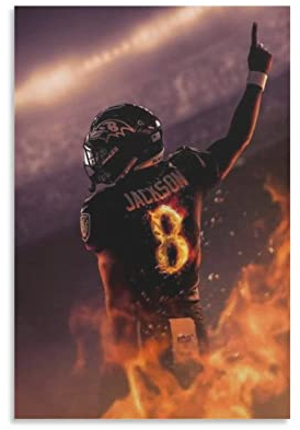 XINGSHANG Lamar Jackson Poster Kunst Passion Poster Poster Wandkunst Gemälde Leinwanddrucke Dekor Poster Kunstwerke 50 x 75 cm