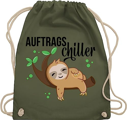 Shirtracer Turnbeutel Rucksack - Tiermotiv Animal Print - Auftragschiller mit Faultier schwarz - Unisize - Olivgrün - geschenk kinderrucksack tier tiermotive beutel taschen tiermotiven tieren tiere