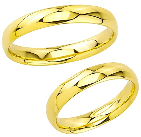 JC Trauringe | Paarpreis | Traumhafte Hohle Eheringe 3 mm breit I 585 Gold Poliert I Verlobungsringe Partnerringe Gelbgold mit Gravur in edler Schatulle I 2 Hochzeitsringe | Ringe ohne Stein I AP01