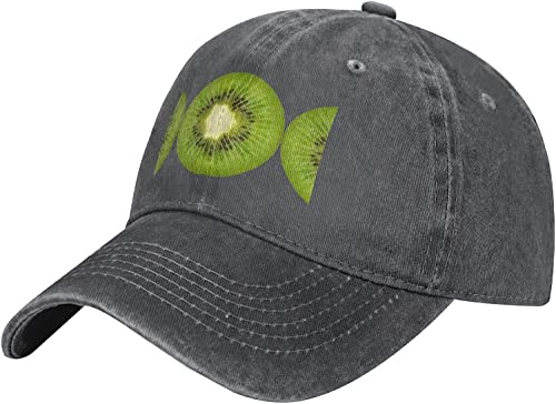 Geometriske Figur Baseball Cap Waschbare Denim Hut für Männer & Frauen mit verstellbarem Kopfband, flache Bill Hats, Kiwi-Scheiben, One size