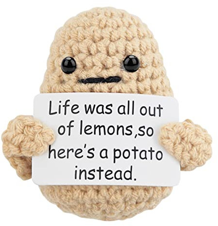 Meanju Positive Potato,Kreative Strickwolle Kartoffel Puppe,Pocket Hug Positive Kartoffel,Kreative Plush Plushie,Mutmacher Geschenk,Mutmacher Kartoffel Pocket Hug Geburtstagsgeschenk