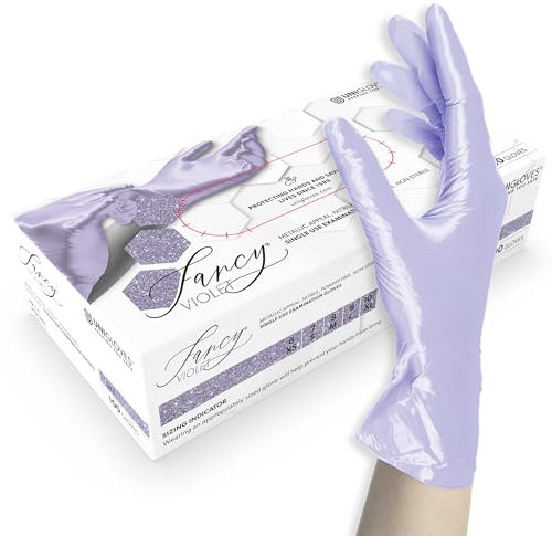 Unigloves Nitrilhandschuhe Unigloves FANCY Violet - glänzend violet - Einweghandschuhe unsteril, latexfrei, puderfrei - Lebensmittelecht • Schutz vor Viren, Pilzen und Bakterien (S (6-7))