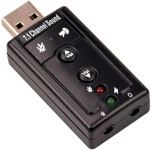 USB 2.0 Virtual 7.1 Channel Stereo Audio Adapter Externe Soundkarte mit 3,5 mm Audio und Mikrofon, interner Verstärker und Lautstärkeregler, Computer Zubehör