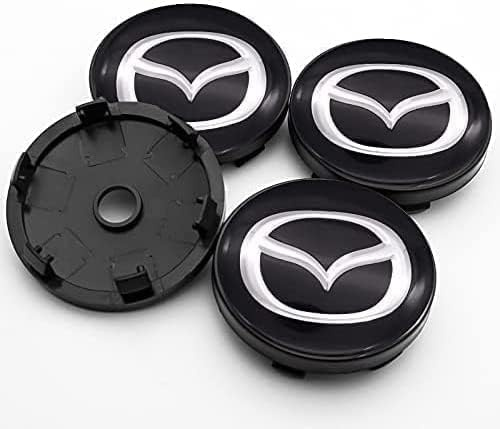 DAWAA 4 Stück 60mm Auto-Nabenkappen für Mazda- 2 3 6 MX-5 MX-30 CX-3 CX-8 CX-9,Radnaben Auto Zubehör,Radnabenabdeckung,Nabendeckel.,D