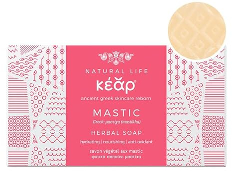 Kear Naturseife - Herrlich Duftende Seife Für Hände, Gesicht, Körper Und Haare - Traditionsgemäß Hergestellte Naturseife Für Männer Und Frauen - Für Jeden Hauttyp - Mastix Kräuter- 100g
