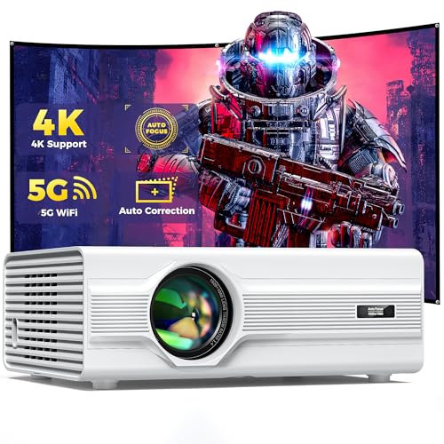 Projector with WiFi and Bluetooth, Projector 4K[Auto Focus/6D Keystone]Native1080P Projectors with 300'' Screen 600 ANSI 4K Supported 50% Zoom, Agreago Outdoor Projector for iOS/Android/TV Stick