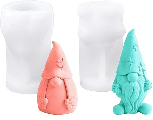 2 Stück 3D Wichtel Silikonform,Silikonform Kerze Weihnachtsmann,Weihnachten Kerzenform,für DIY Silikon Kerzen Gießform,Formen Seifenform,Weihnachtsschmuck Dekoration