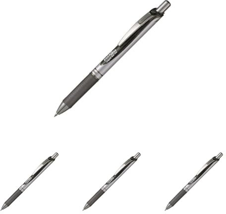 Pentel 329800 BL77-AO EnerGel Gel-Tintenroller mit Druckmechanik, 0,7 mm Kugeldurchmesser 0,35 mm Strichstärke, nachfüllbar, 1 Stück, schwarz (Packung mit 4)