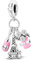 Hapour 925 Sterling Silber Charms für Armbänder und Halsketten – Eiffelturm-Charm mit rosa Rose Liebesherz Hochzeitsperlen Schmuck Geschenke für