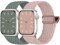 Nimblistic Kompatibel mit Apple Watch Armband Geflochten 46mm 45mm 44mm 42mm, Elastisches Nylon Stoff Band mit Magnetverschluss für Apple Watch 10 9 8 7 6 5 4 3 2 1 SE, Sand Rosa/Altgrün