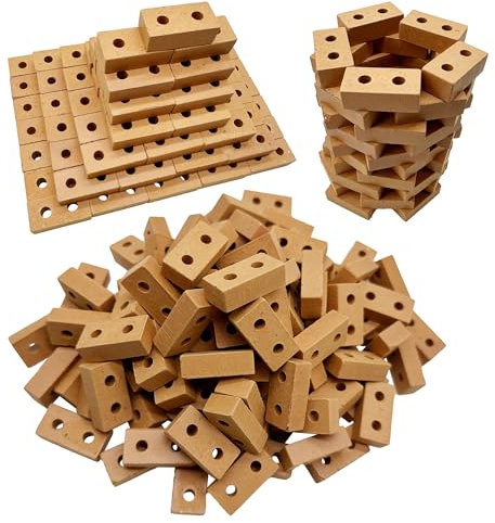 Woohome 300 Pz Mattoni in Miniatura Mini Modello di Mattoni Rossa 1:16 Mini Mattoni di Costruzione per Micro Paesaggio, Fai Da Te Casa Delle Bambole (Mini Mattoni 2 Fori, Rosso)