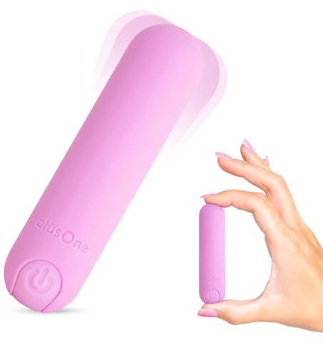 plusOne Bullet Vibrator for Women, Mini Vibrator Made of Body-Safe Silicone, Fully Waterproof, USB Rechargeable, Sex Toy Personal Massager with 10 Vibration Settings, Light Pink