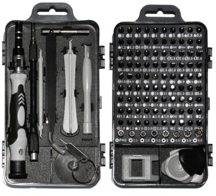 Juego de destornilladores de Precisión (115 unidades), Color gris, Kit de Destornilladores Precisión Magnéticos, juego de Herramientas de Reparación para PC,Teléfono, Gafas, Mac, Smartphone, Bricolaje