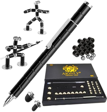 Aionly Fidget Magnetic Pen, Decompression Ballpoint Magnet Pen Birthday Gifts for Men Teen, Christmas Stocking Filler Gift For Teenage Boys Girls, Unique Cool Stuff Gadgets (Black-1)