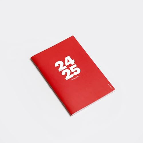 OCTÀGON DESIGN 2024/2025 Kleiner Monthly Planer, ähnlich A5, Monatsplaner - 12, August 2024 / Juli 2025-13 Seiten für Notizen, weicher Einband, Rot