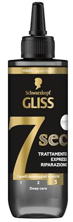 Schwarzkopf Gliss 7 Sec Express-Behandlung 200 ml, Haarpflege mit flüssigem Keratin und Schwarzperlenextrakt, Keratin-Behandlung für geschädigtes und trockenes Haar