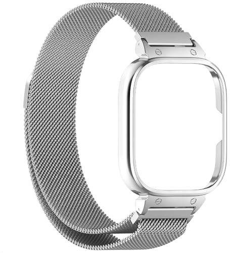 GIOPUEY Armband Kompatibel mit CMF by Nothing Watch Pro, Geflochtenes Edelstahlarmband [Verschleißfest] [magnetisch] Ersatzarmband - Silver