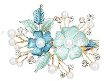 yangzerang Blaue Blumen-Haarspange mit Entenschnabel-Motiv, luxuriös, glitzernd, Kristall, Strasssteine, Retro, Vintage, Schmetterling, Metall, französische Haarspangen, Alligator-Haarspangen,