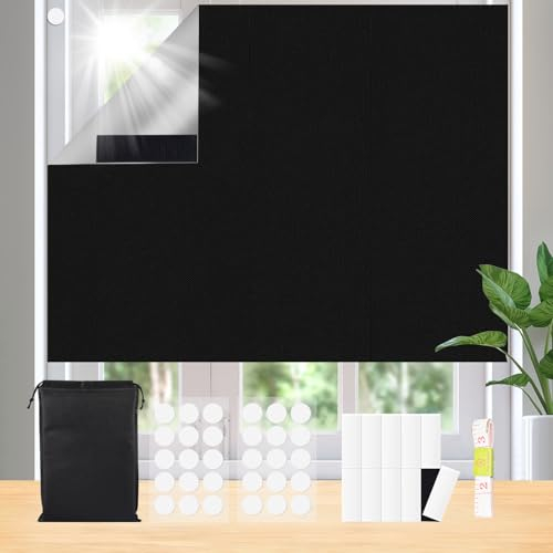 Mezere Temporary Blackout Blinds 𝟑𝟎𝟎𝐗𝟏𝟒𝟓𝐜𝐦 Black Out Blinds Stick On Portable Blackout Window Cover No Drill Day And Night Blinds with Self Adhesive Tapes for Nursery Bedroom Travel