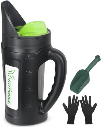 Yhtpouqe Hand held Spreader, Seed spreader for Ice Melt, Grass Seed, Fertilizer Lawn and Garden. Multiple Adjustable Opening Sizes for salt,Ice Melt, Up to 80 Oz