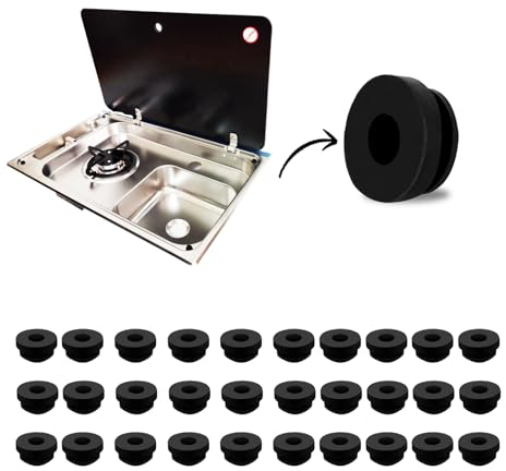 30 Stück Topfträgergummis, Rostgummifüße, Gummidurchführungen mit 5 mm Stangen von Dometic, Smev und Thetford, Zubehör für Topfstützen Wohnmobilkocher