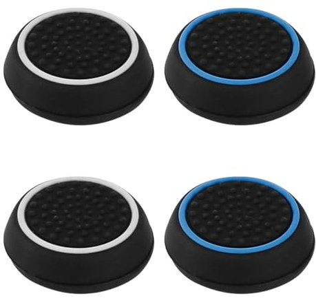 Thyonta 4PCS Gamepad Rocker Keycaps Mushroom Head Two-Tone Protective Grip Silicone Caps for PS4 PS5 XBOXONE, Increase the Game Feel-White and Blue