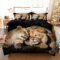 KXHHYB 3DBettwäsche Löwe 220x240 Schwarz Tiermotiv,Versteckter Reißverschluss Microfaser WendeBettwäsche,Moderne Braune Löwe Steppdeckenbezug Und Kissenbezug (Style-1,220x240cm)