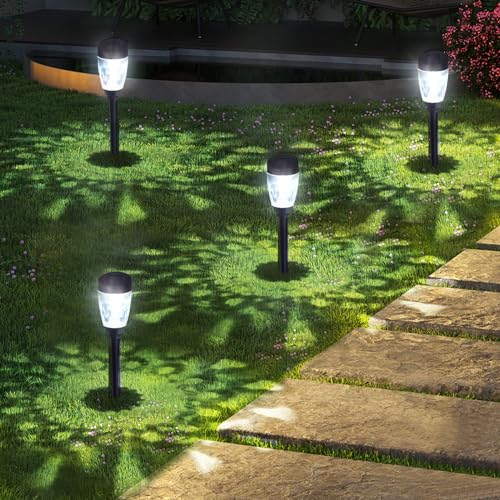 Aigostar Luces Solares 12 Pcs para Jardín y Paisaje 6500K IP44 Impermeable LED Exterior, Acero Inoxidable Luz Solar de Césped Para Pasillo, Patio