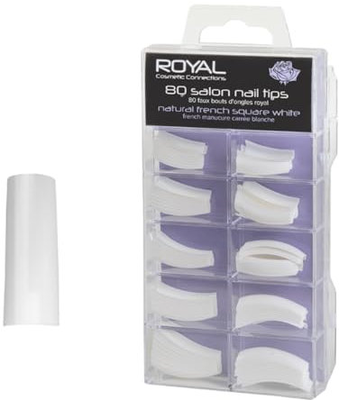 Royal 80 Salon Nail Tips - Natural French Square White