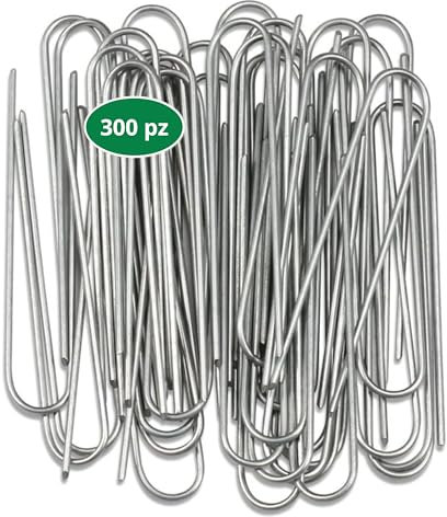 Piquets de tuyau d'arrosage en acier galvanisé, lot de 300 piquets d'ancrage pour jardin 3 mm, piquets d'irrigation 17 cm de long, piquets en U