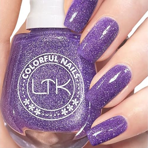 Purple Nail Polish, Glitter Nail Polish, Glitter Nail Varnish, Pearl Quick Dry Nail polish No UV Lamp Curing, Long Lasting, Chip Resistant, Non-Toxic, Salon Manicure & At Home Manicure (23#)