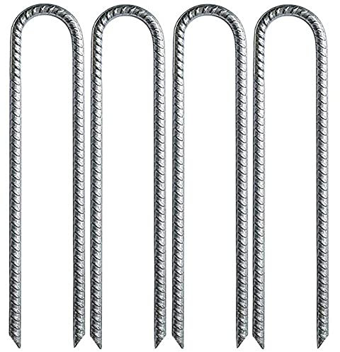 Gartenpflöcke,U Pins， Extra lange, 12 Zoll große U-förmige Zeltheringe aus Metall, robuste, dicke Gartenpfähle aus verzinktem Stahl.(4pc)
