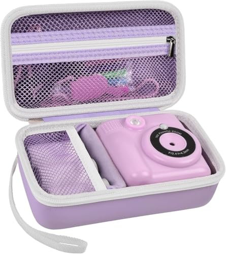 Kinderkamera Sofortbildkamera Tasche für CalineGam/für HiMont/für Korffe/für GREENKINDER/für Hangrui Instant Camera, Digitalkamera Schutzhülle Tragetasche Halter für Druckpapier (nur Hülle)- Lila