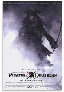 ZCHLATGDE Pirates of The Caribbean Movie Poster Dekorative Malerei Leinwand Wandkunst Wohnzimmer Poster Schlafzimmer Malerei,Wandkunst Bilddruck Moderne Familienzimmer Dekor 08x12inch(20x30cm)