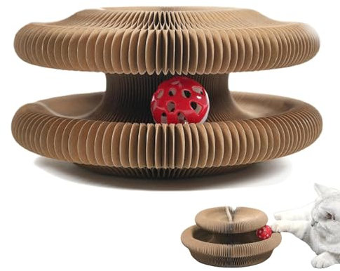 Kitty Kurlz Juguete para Gatos, Tablero Rascador para Gatos con Órgano Mágico, Juguete Interactivo para Rascar Gatos con Bolas, Túneles para Rascar Plegables, Juguete para Rizar Gatitos