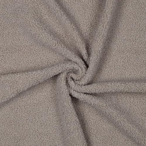 Teddystoff Stoff Teddy Meterware – Weicher Teddystoff in Bouclé-Optik, leicht & kuschelig – Ideal für Kleidung, Deko, Kissen, Accessoires – ab 50 cm – viele Farben (beige)