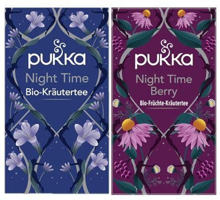 Pukka - Bio-Kräutertee Abendruhe - Tee Mix - 40 Teebeutel (20 x Night Time, 20 x Night Time Berry)