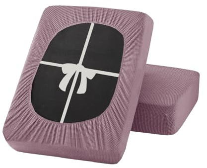 UNBBRRL Sofa sitzkissenbezug Stretch, rutschfest bezüge für Sofa mit Krawatten, sitzkissenbezug eckbank überzug Couch schoner Auflage (W(135-165cm),D(65-95cm),pink)