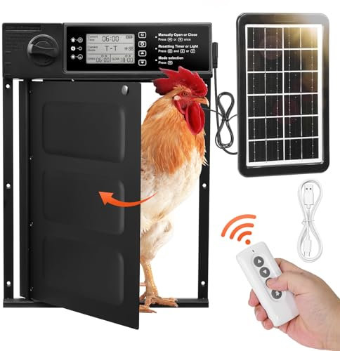 Sararoom Hühnerklappe Automatische Hühnerstalltür Hühnertür - Hühnerklappe Solar, Hühnerstall Elektrischer Türöffner für Chicken Run