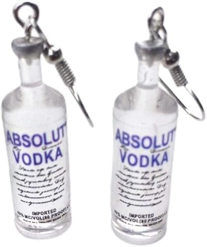 1 Pair Vodka Bottle Drop Earring Creative Cartoon Drinking Beer Style Pandent Earring Clear Bottle Dangle Hanging Ornament Practical Design and Durable Jewellery Findings Earrings