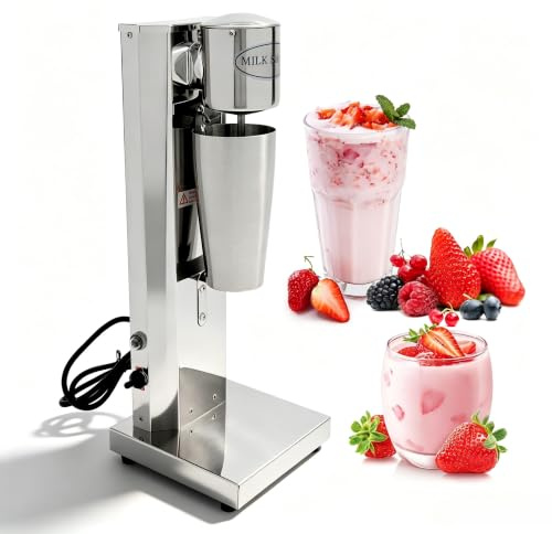 Batidora de Vaso 180W 18000RPM máquina de batidos con capacidad de taza de 650ml de acero inoxidable mezclador de bebidas de soporte de bajo ruido Mezclador de dos platos para helados, jugos de frutas